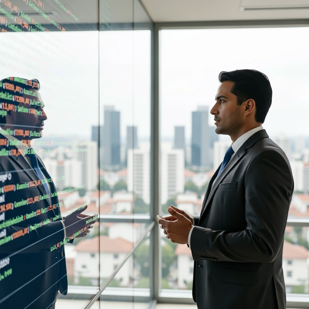 Análisis de datos predictivos en oficina moderna